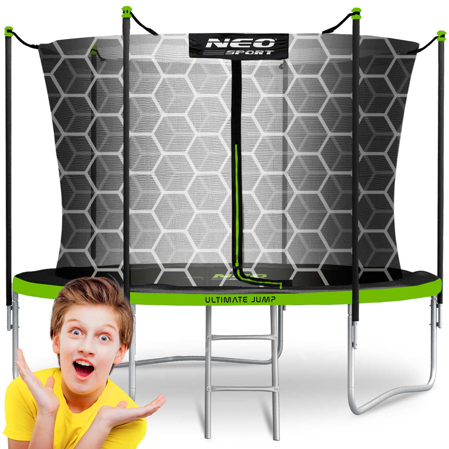 NeoSport Trampolina ogrodowa 8ft/252cm z siatką wewnętrzną i drabinką 